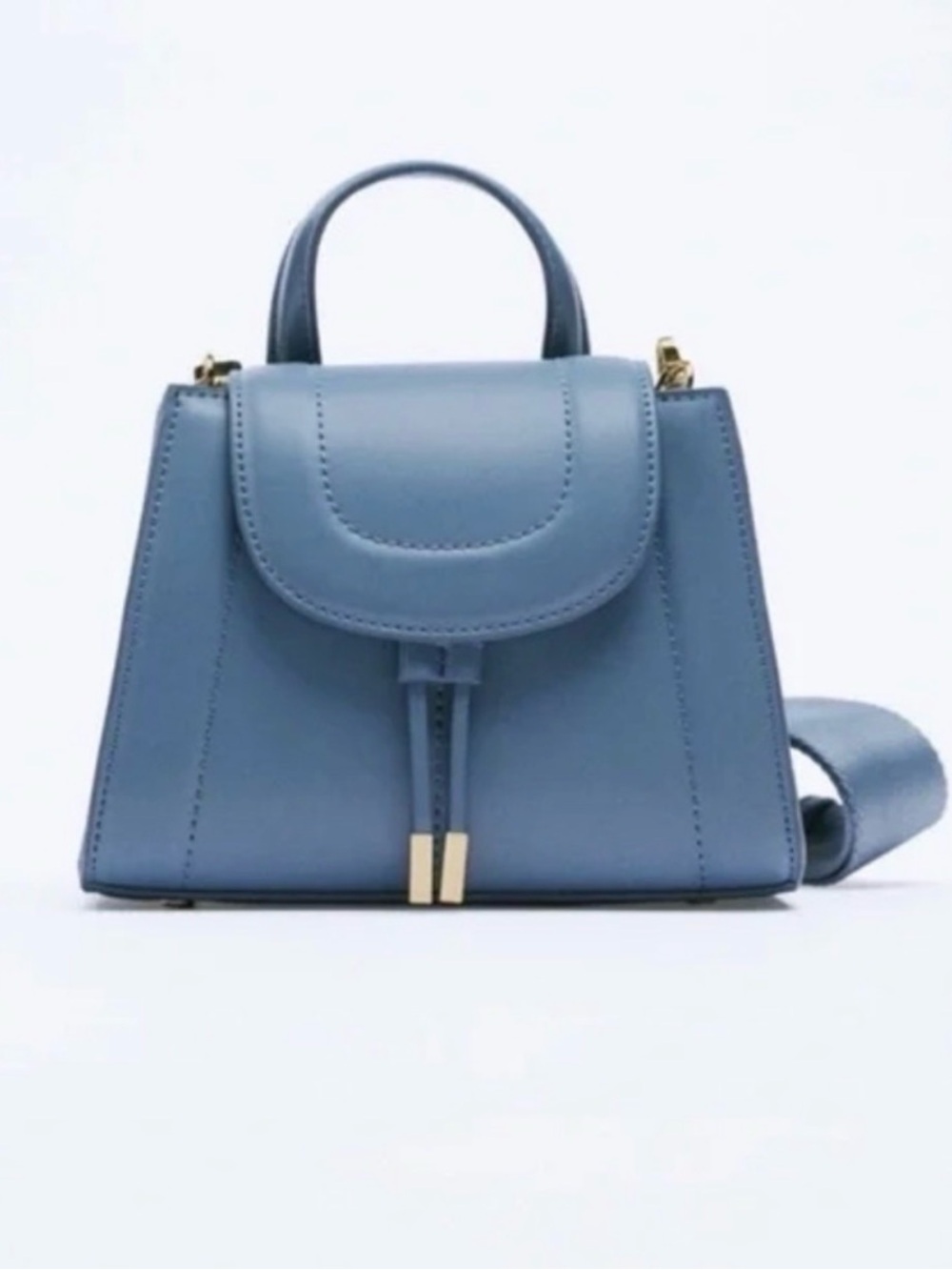 Zara Structured Top-Handle Satchel in Dusty Blue